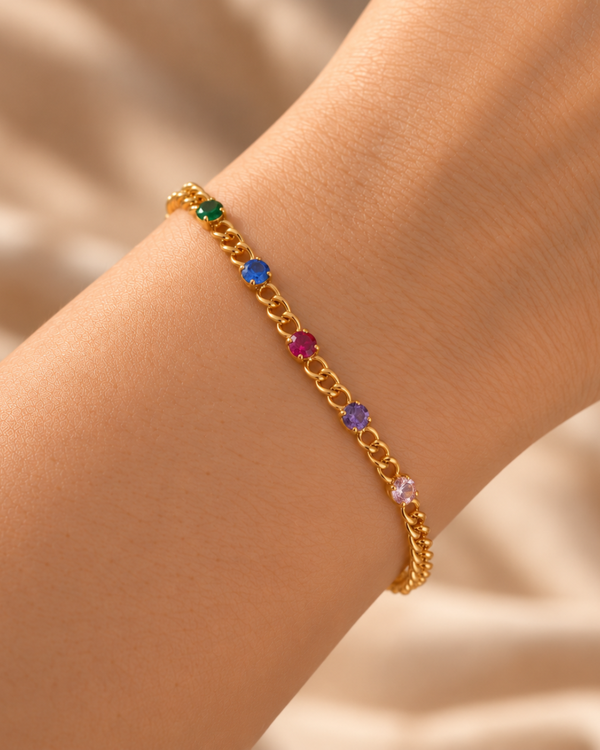 Lustrous Rainbow Gem Bracelet – Multicolour