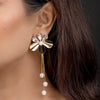 Illume Crystal Bloom Pearl Tassel Earrings