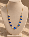 Radiant Sapphire Halo Necklace – Royal Blue