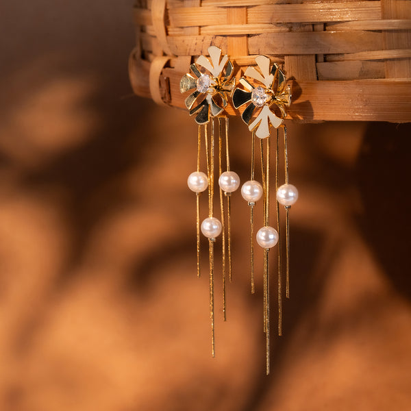 Illume Pearl Bloom Tassel Earrings