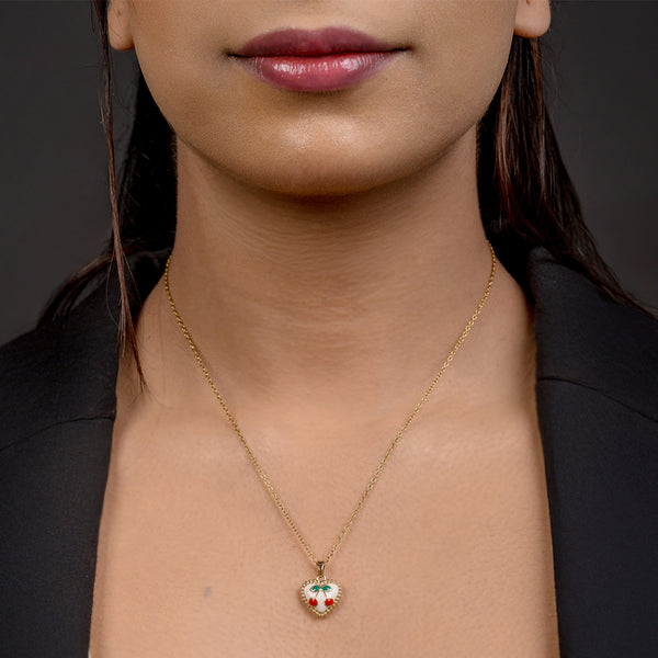 Allure Cherry Bloom Heart Pendant Necklace