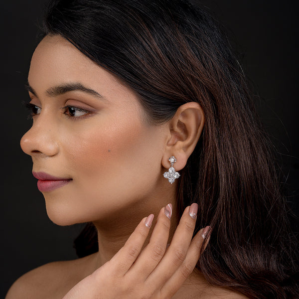 Illume Silver Crystal Bloom Pearl Earrings