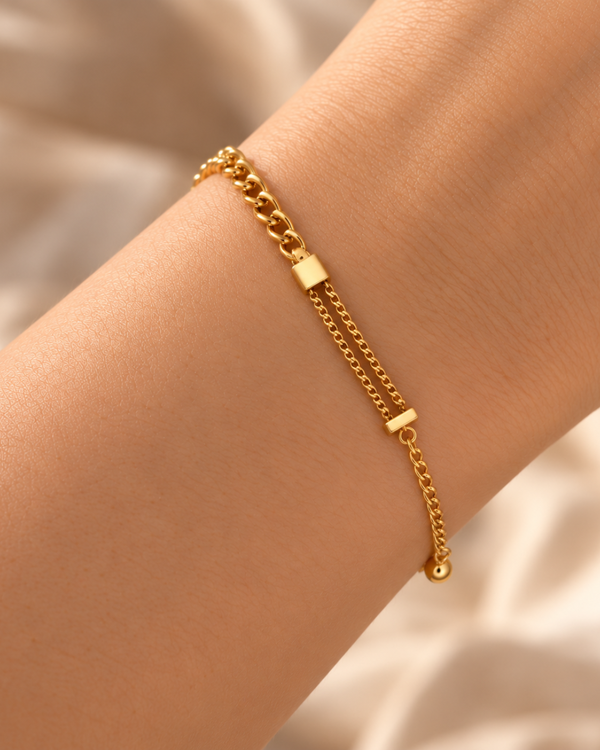 Lustrous Double Strand Bracelet – Polished Gold