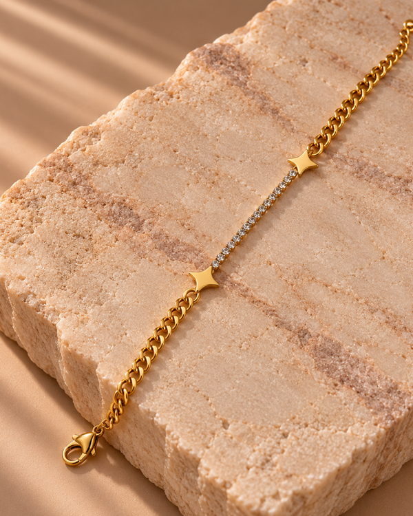 Lustrous Starlight Bracelet – Gold Crystal