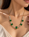 Radiant Emerald Baguette Necklace – Green Ivory